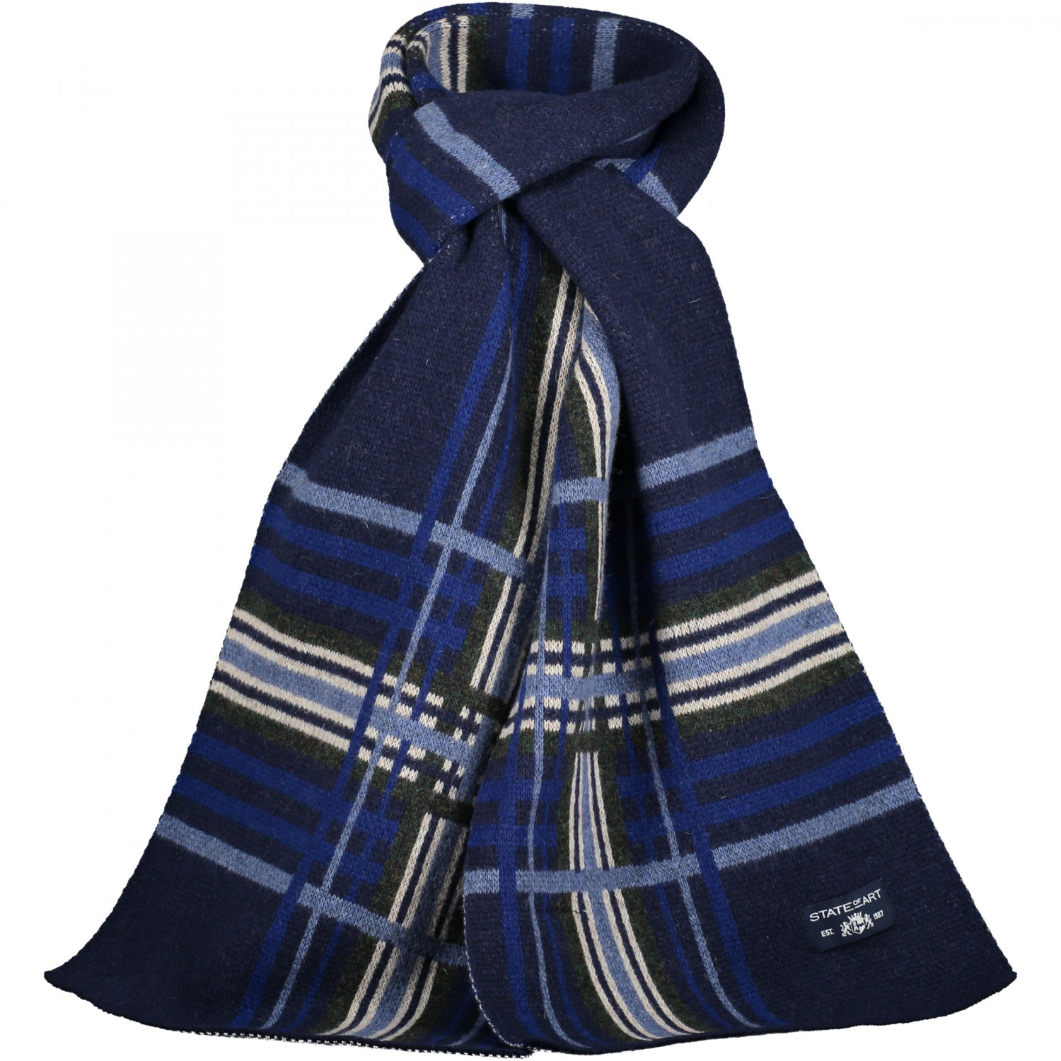 Gemarkeerd Kruipen dividend State of Art Sjaal met ruitmotief donkerblauw/lichtblauw - J Style Menswear