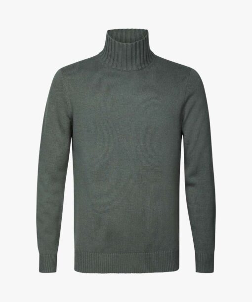 Profuomo Groene wollen mock neck