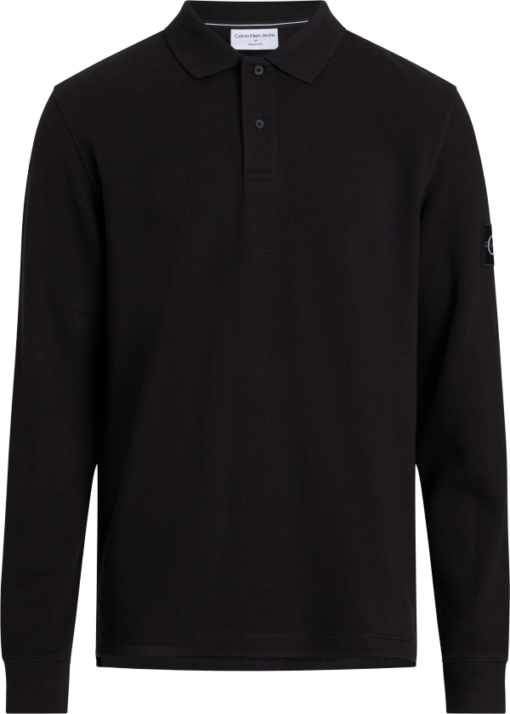 Calvin Klein Waffle LS BADGE POLO CK Black