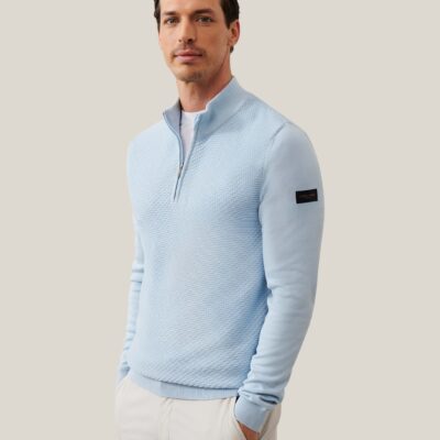 Cavallaro Napoli LOREO HALF ZIP TRUI LICHT BLAUW