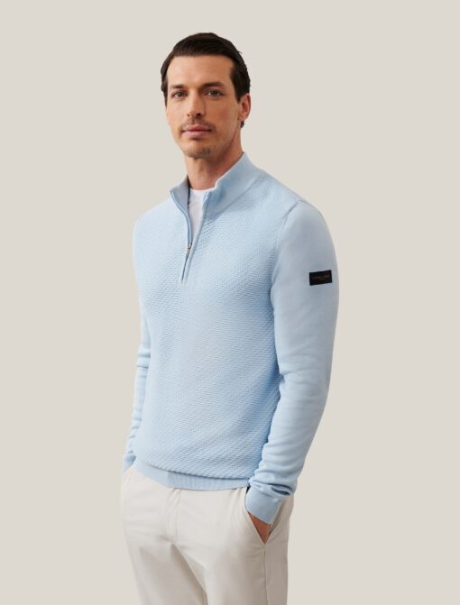 Cavallaro Napoli LOREO HALF ZIP TRUI LICHT BLAUW