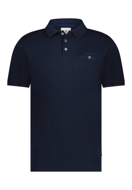 State of Art Polo van Supima-katoen met borstzak donkerblauw