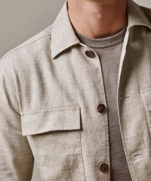 Profuomo Beige linnen overshirt