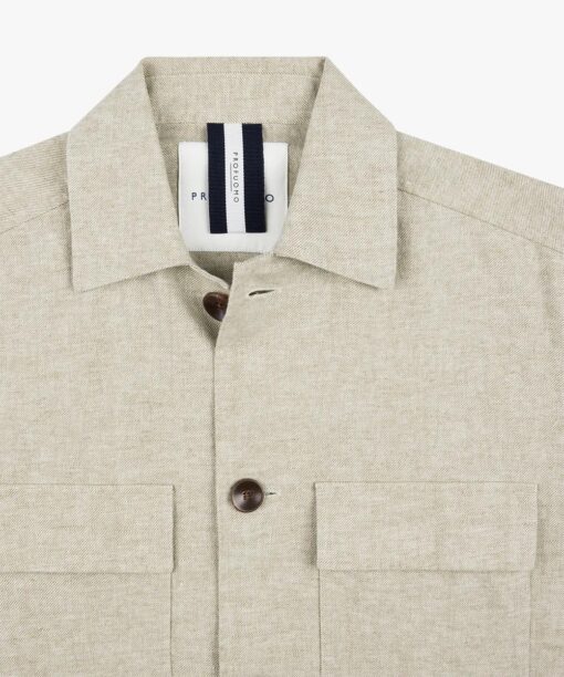 Profuomo Beige linnen overshirt