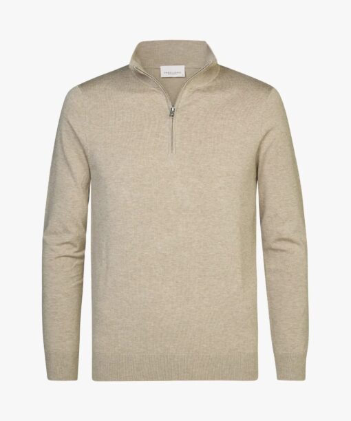 Profuomo Beige mélange luxe half zip