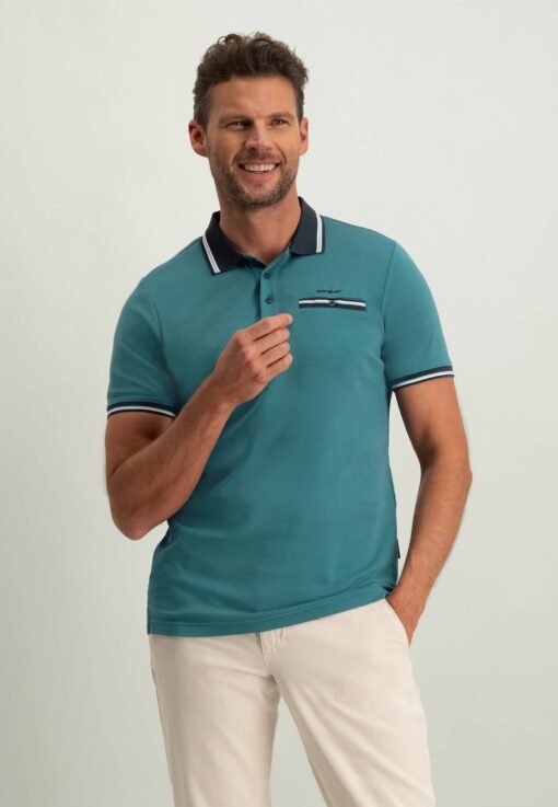 State of Art Jersey polo met borstzak petrol