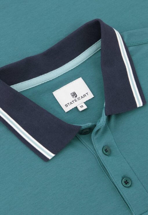 State of Art Jersey polo met borstzak petrol