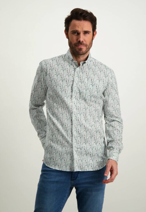 State of Art Overhemd met button-down kraag petrol/wit