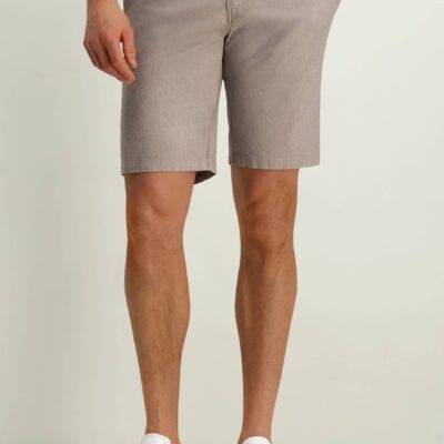 State of Art Stretch-short van een linnen-mix beige