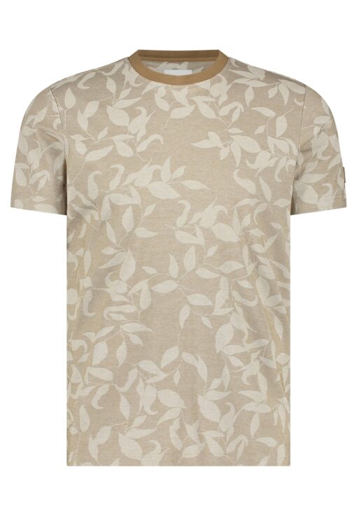 State of Art Oxford jersey T-shirt met print khaki/wit