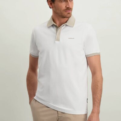 State of Art Piqué polo met oxford details wit
