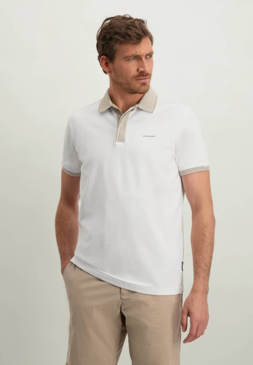 State of Art Piqué polo met oxford details wit