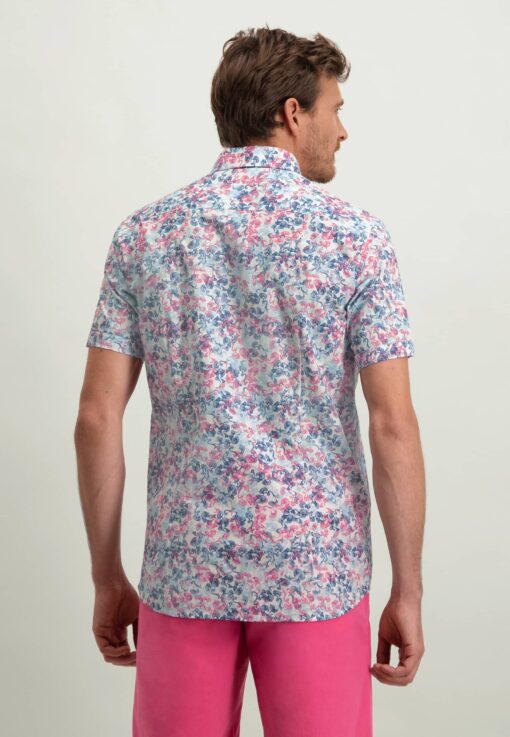 State of Art Button down overhemd met borstzak wit/flamingo