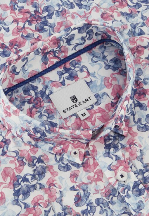 State of Art Button down overhemd met borstzak wit/flamingo