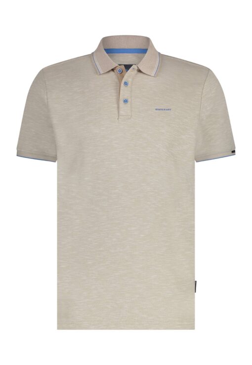 State of Art Polo met 3D merklogo op de borst beige/wit