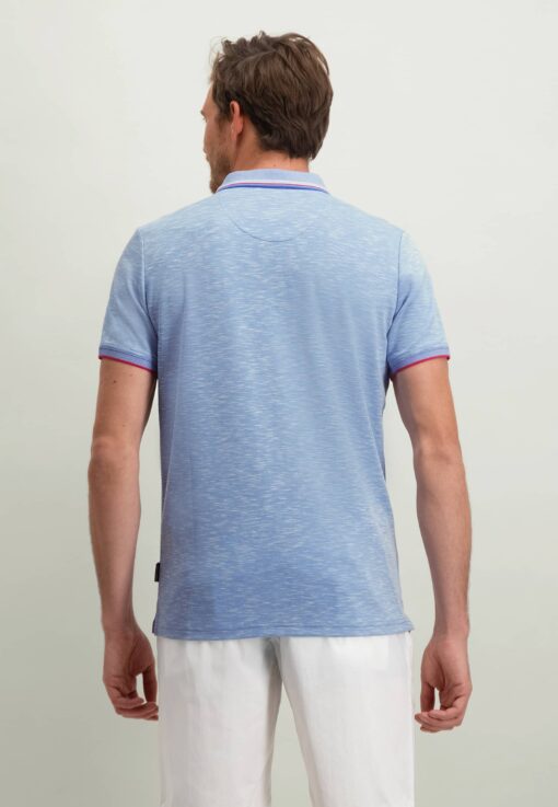 State of Art Polo met 3D merklogo op de borst middenblauw/wit