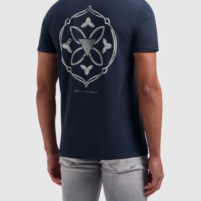 Pure Path Monogram Back Print T-shirt Navy