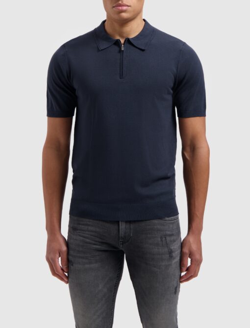 Pure Path Halfzip Knitwear Polo Navy