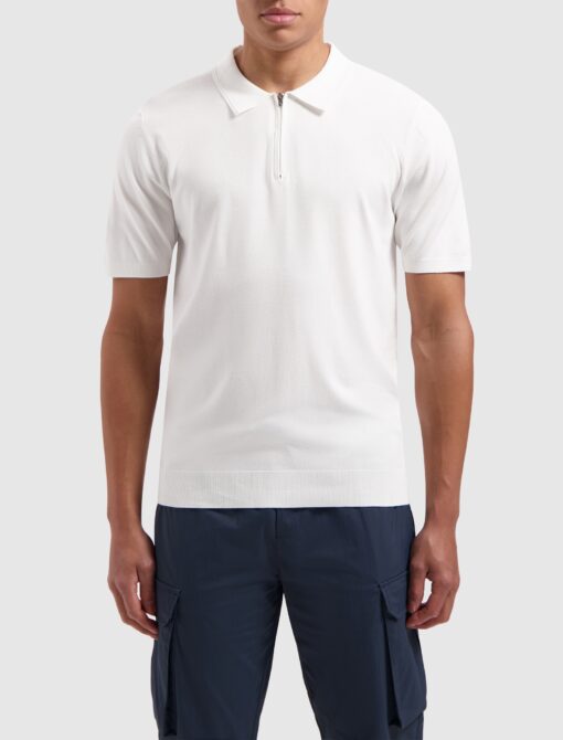 Pure Path Halfzip Knitwear Polo Off White