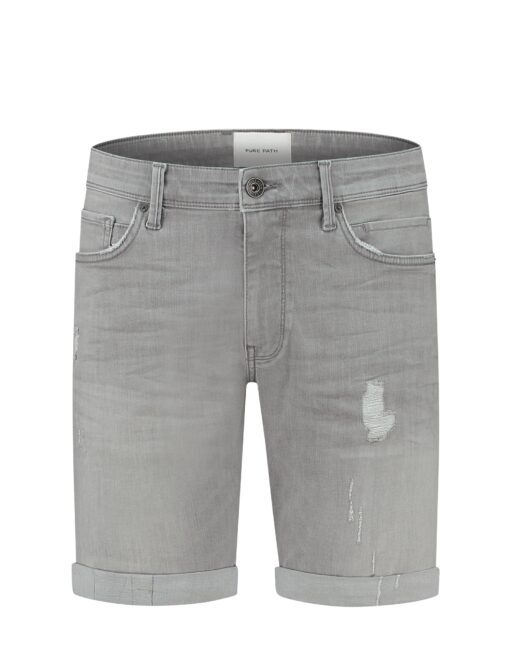 Pure Path The Steve Skinny Fit Shorts Denim Light Grey