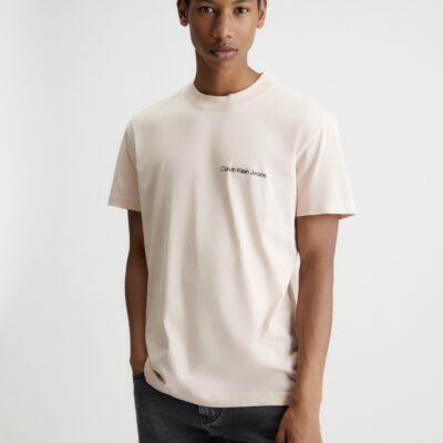 Calvin Klein Katoenen T-shirt met logo op de borst Sepia Rose