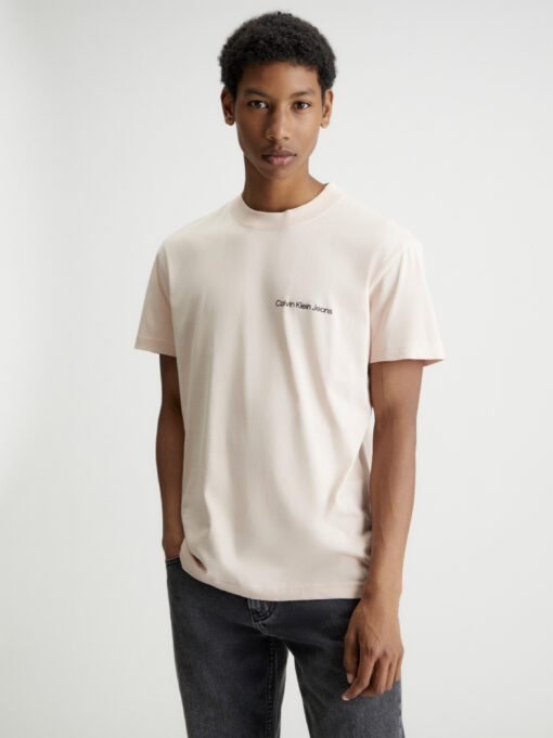 Calvin Klein Katoenen T-shirt met logo op de borst Sepia Rose