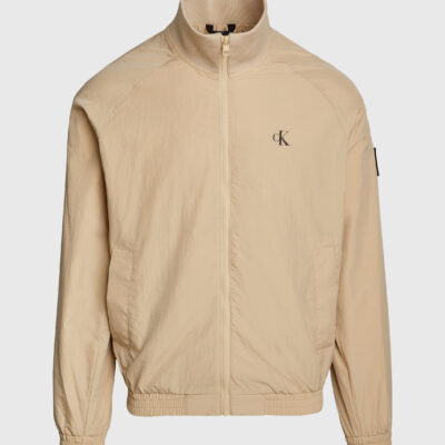 Calvin Klein Gestructureerd nylon bomberjack travertine