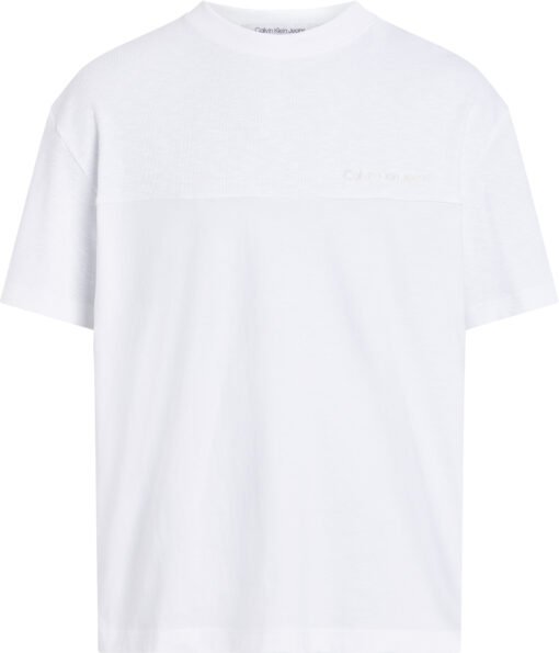 Calvin Klein Katoenen T-shirt met textuurmix Bright White