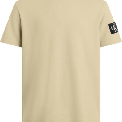 Calvin Klein Badge Waffle Tee Pale Khaki