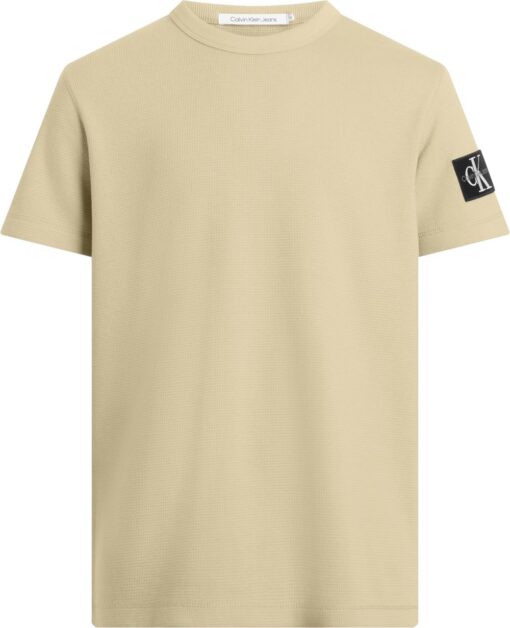 Calvin Klein Badge Waffle Tee Pale Khaki