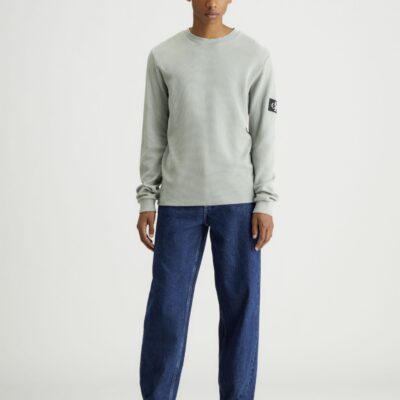 Calvin Klein Washed Badge Waffle LS TEE Slate Gray